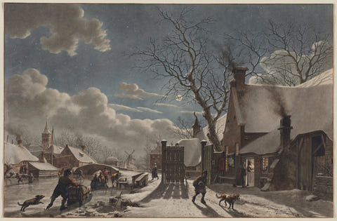 Winter Night in a Dutch Town by Jacob Cats — complete composition