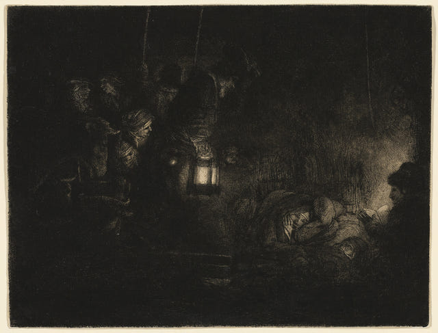 The Adoration of the Shepherds: A Night Piece by Rembrandt van Rijn — complete composition
