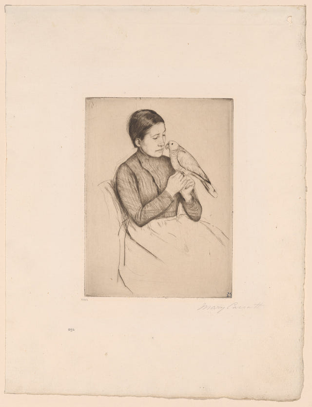 The Parrot by Mary Cassatt — complete composition