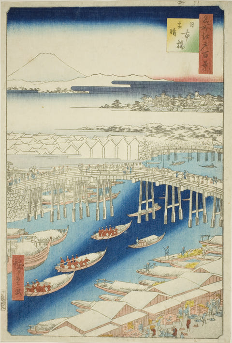 Clear Weather After Snow at Nihon Bridge by Utagawa Hiroshige — complete composition