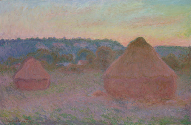 Stacks of Wheat, End of Day, Autumn by Claude Monet — complete composition