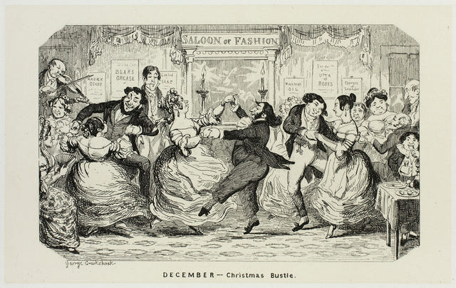 George Cruikshank — December — Christmas Bustle Print