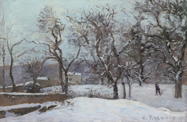 Snow at Louveciennes by Camille Pissarro — complete composition
