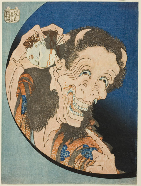 The Laughing Demoness by Katsushika Hokusai — complete composition