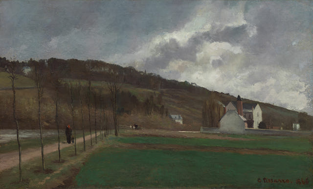 The Banks of the Marne in Winter by Camille Pissarro — complete composition
