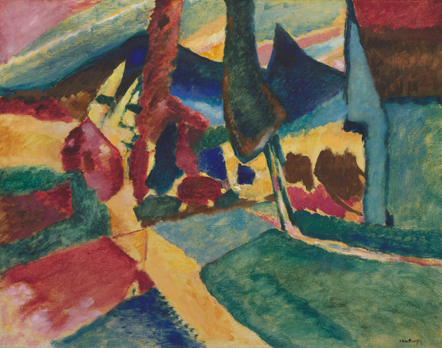 Landscape with Two Poplars by Wassily Kandinsky — complete composition