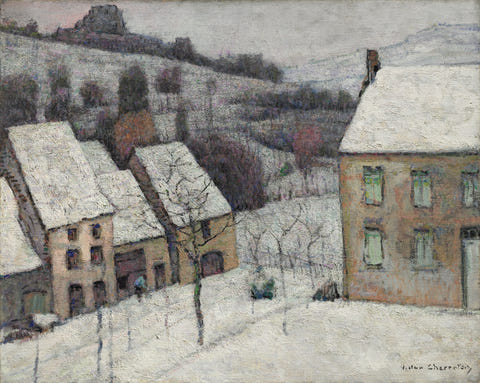 Murol in the Snow by Victor Charreton — complete composition