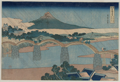 The Brocade Bridge in Suo Province by Katsushika Hokusai, complete composition