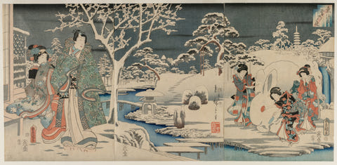 The Snowy Garden by Utagawa Hiroshige — complete composition