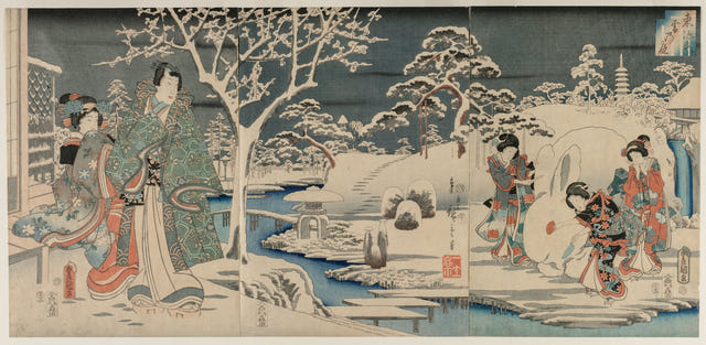 Utagawa Hiroshige — The Snowy Garden Print