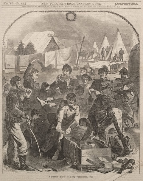 Christmas Boxes in Camp by Winslow Homer — complete composition