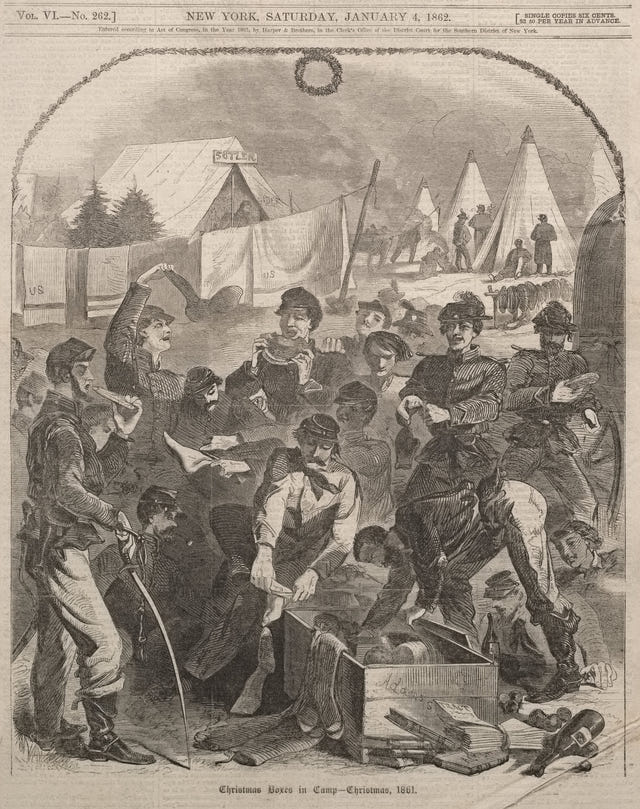 Winslow Homer — Christmas Boxes in Camp Print