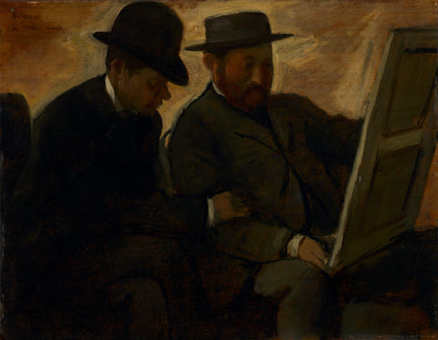 Edgar Degas — Paul Lafond and Alphonse Cherfils Examining a Painting