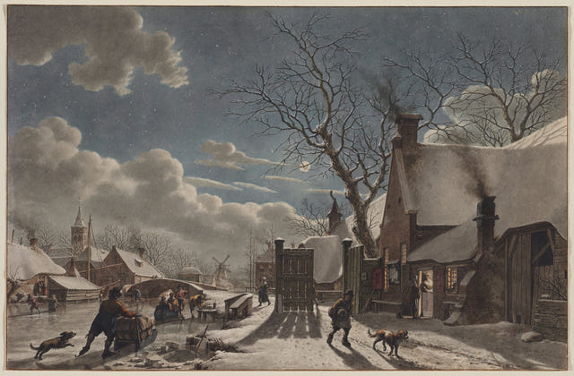 Jacob Cats — Winter Night in a Dutch Town Print