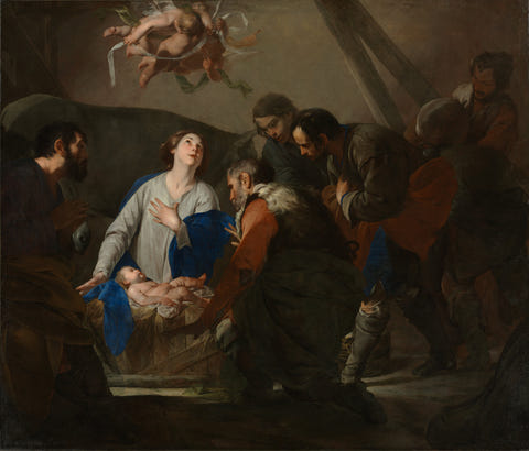 Adoration of the Shepherds by Bernardo Cavallino — complete composition