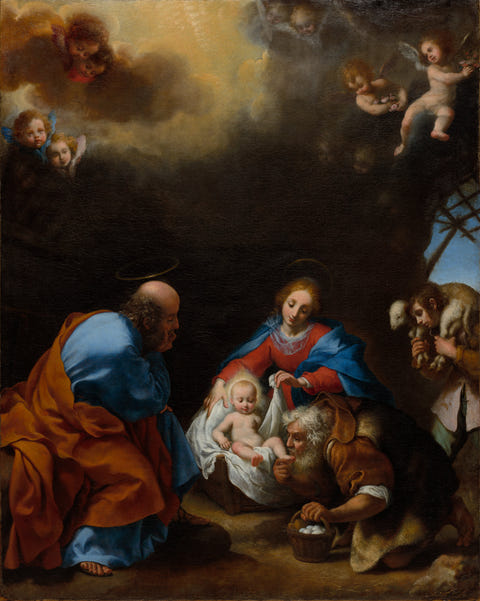 Adoration of the Shepherds by Carlo Dolci — complete composition