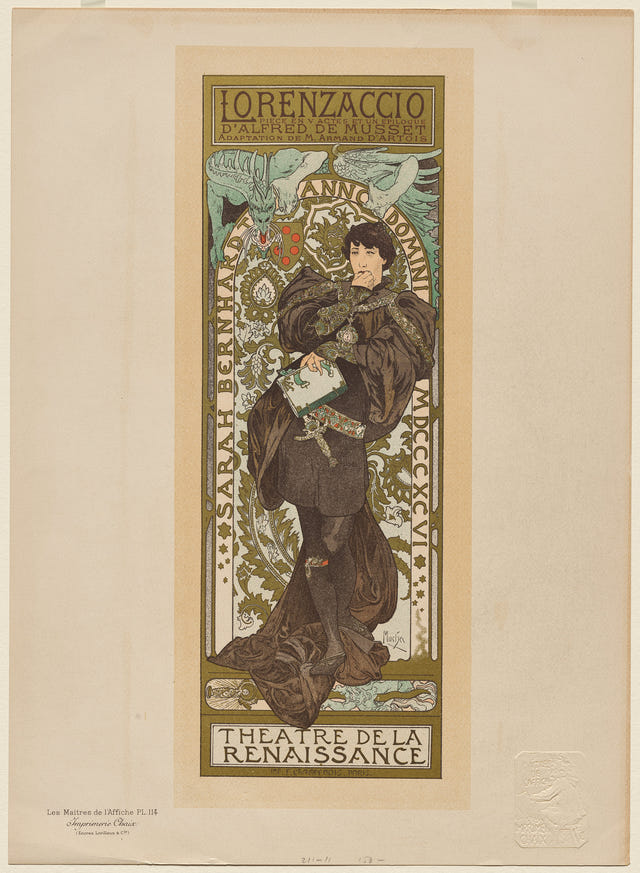 Lorenzaccio by Alphonse Mucha, complete composition