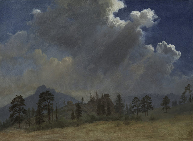 Albert Bierstadt — Fir Trees and Storm Clouds