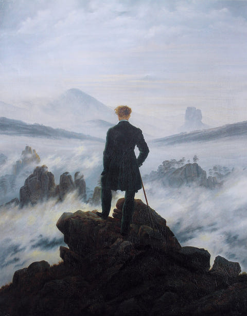 Wanderer above the Sea of Fog by Caspar David Friedrich — complete composition