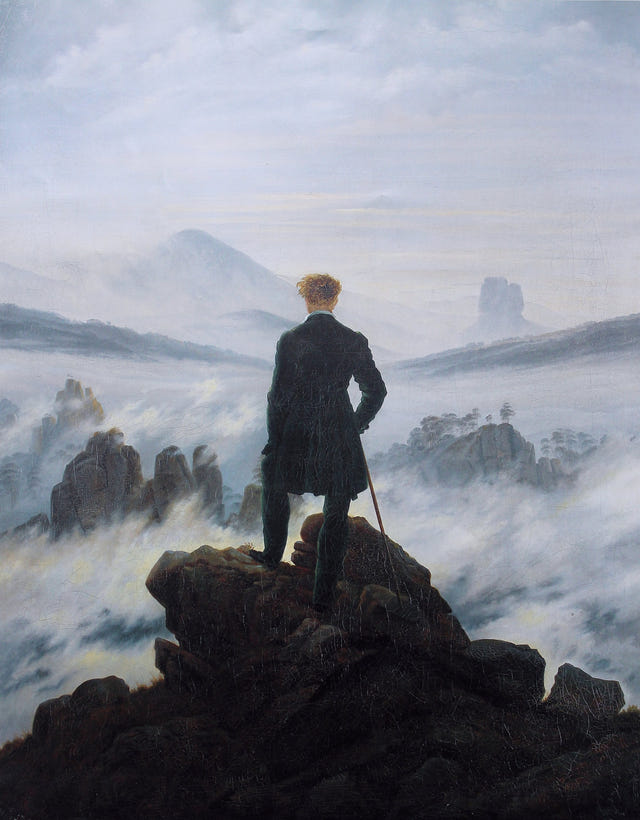 Wanderer above the Sea of Fog by Caspar David Friedrich — complete composition