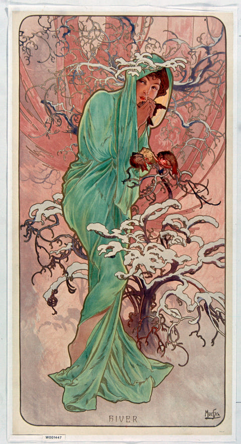 The Seasons: Winter by Alphonse Mucha, complete composition