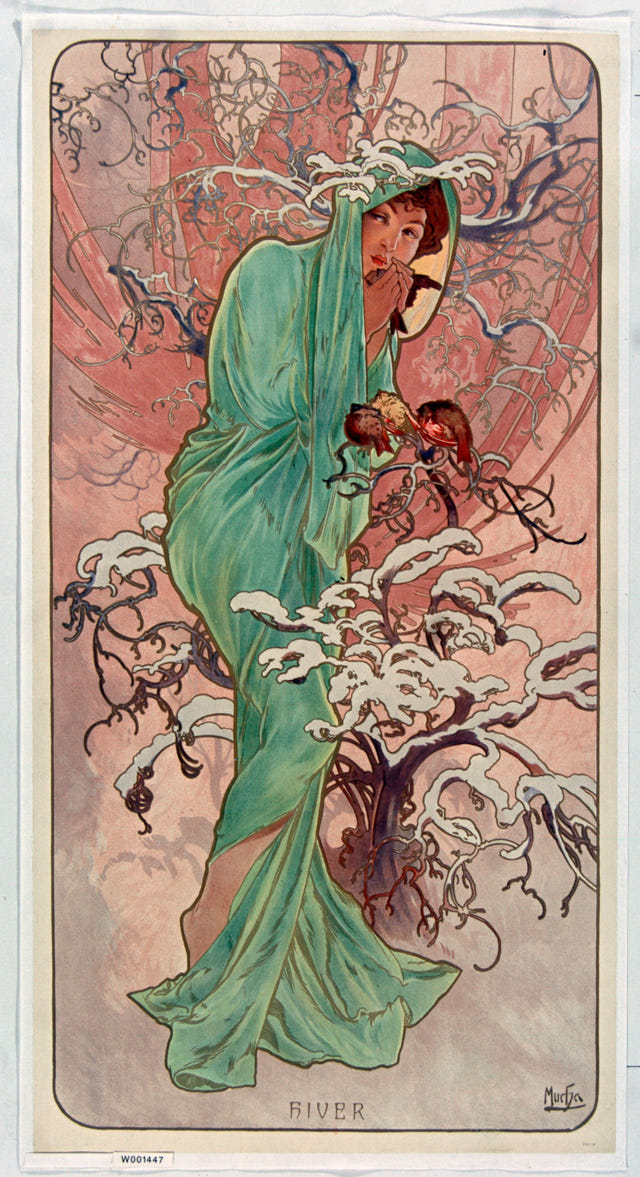 The Seasons: Winter by Alphonse Mucha, complete composition