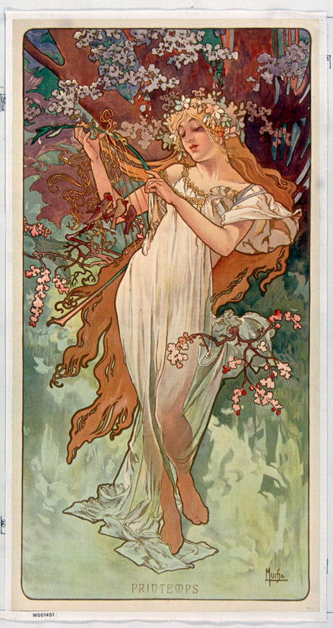 The Seasons: Spring by Alphonse Mucha, complete composition