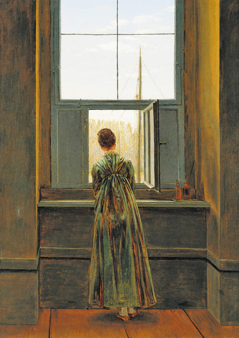 Woman at a Window by Caspar David Friedrich — complete composition
