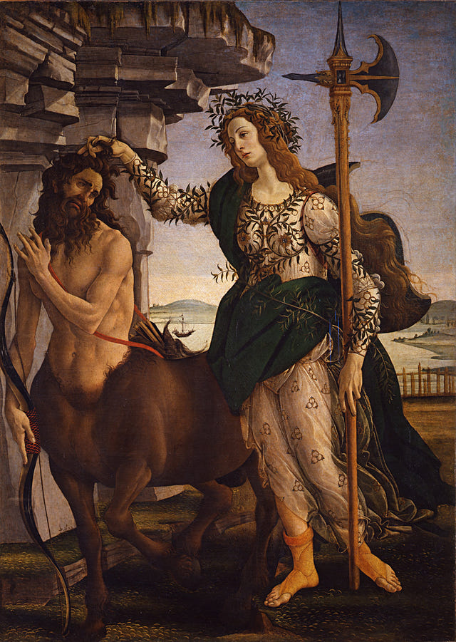 Pallas and the Centaur by Sandro Botticelli — complete composition