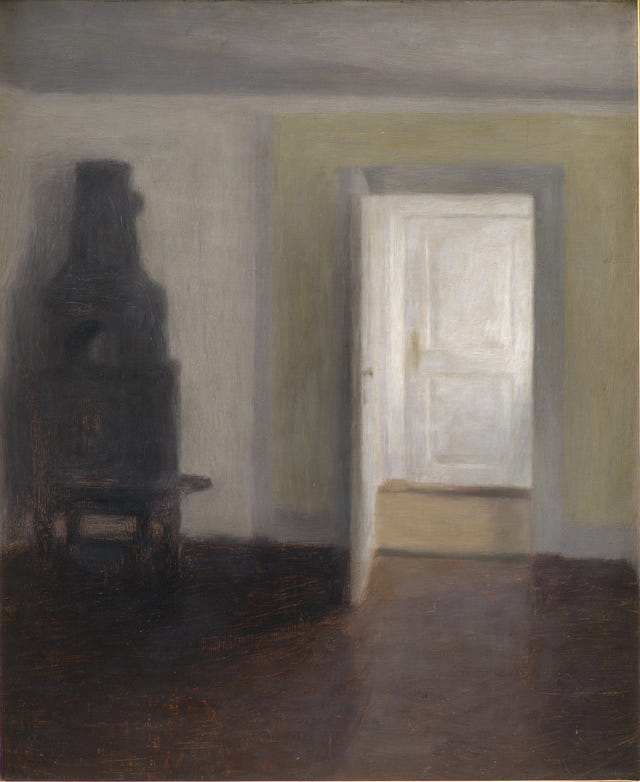 Interior — An Old Stove by Vilhelm Hammershøi — complete composition