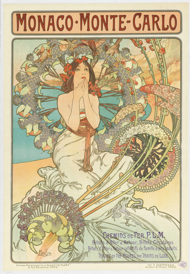 Monaco–Monte-Carlo by Alphonse Mucha — complete composition