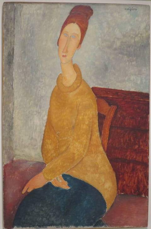 Jeanne Hébuterne in a Yellow Sweater by Amedeo Modigliani — complete composition