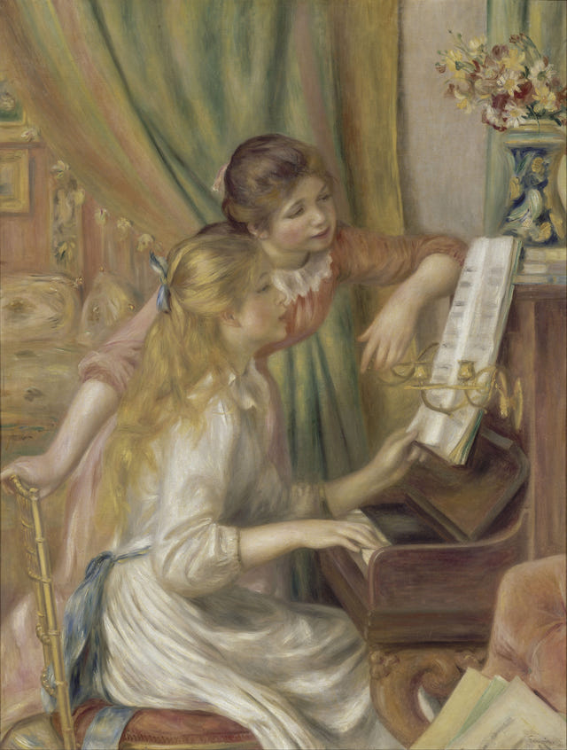 Young Girls at the Piano by Pierre-Auguste Renoir — complete composition
