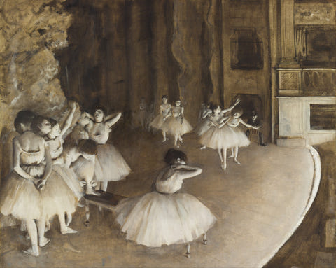 Ballet Rehearsal on Stage by Edgar Degas — complete composition