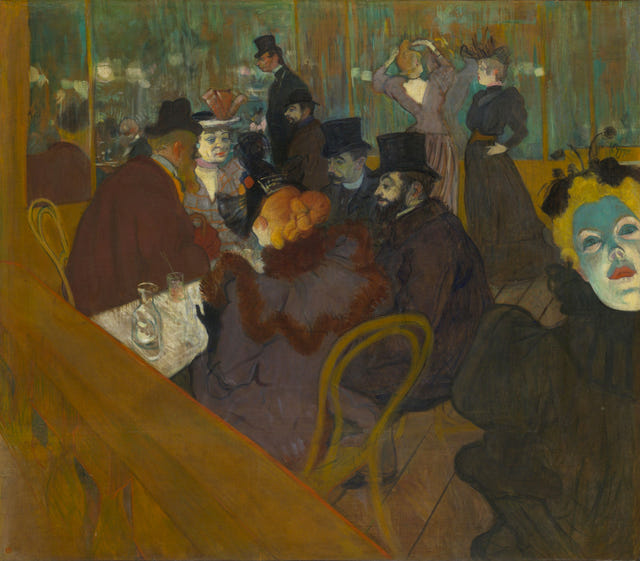 At the Moulin Rouge by Henri de Toulouse-Lautrec — complete composition