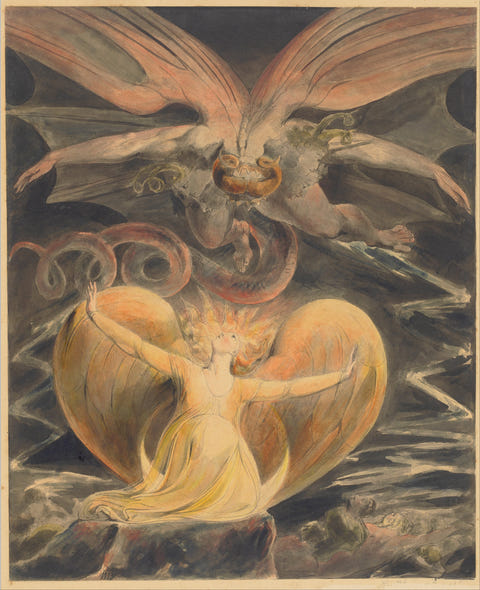 The Great Red Dragon and the Woman Clothed with the Sun by William Blake — complete composition