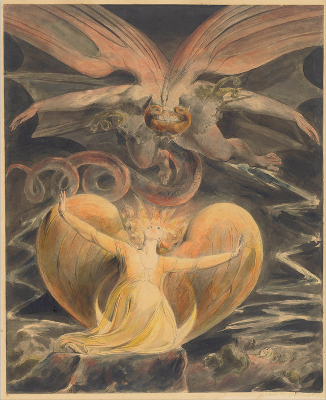 The Great Red Dragon and the Woman Clothed with the Sun by William Blake — complete composition