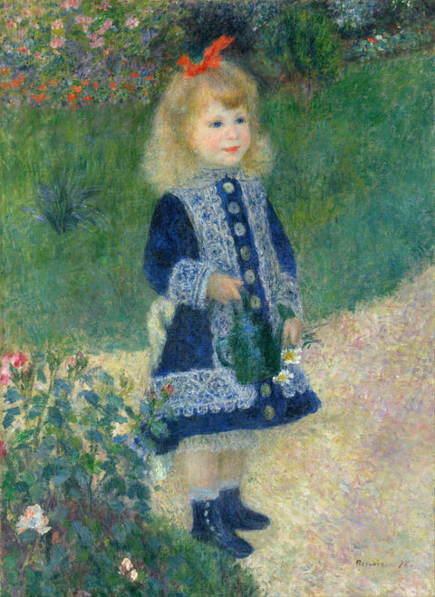 A Girl with a Watering Can by Pierre-Auguste Renoir — complete composition