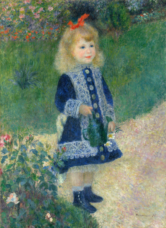 A Girl with a Watering Can by Pierre-Auguste Renoir — complete composition
