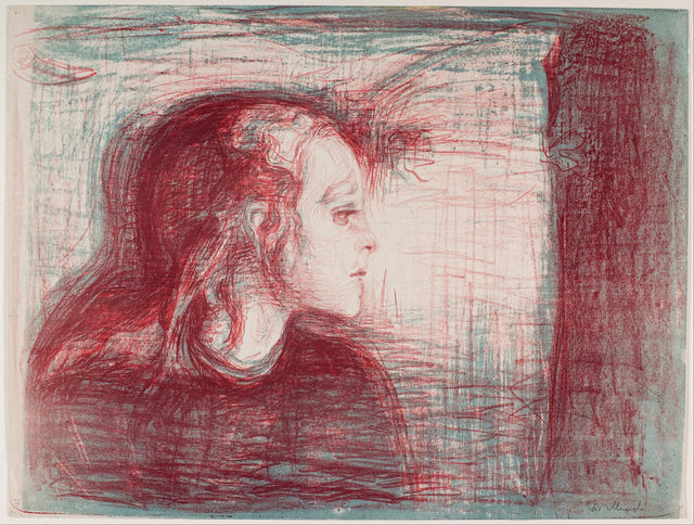 The Sick Child I — Lithograph by Edvard Munch — complete composition
