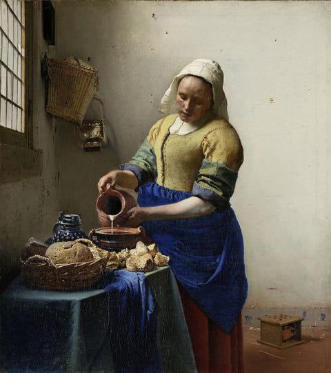 The Milkmaid by Johannes Vermeer — complete composition
