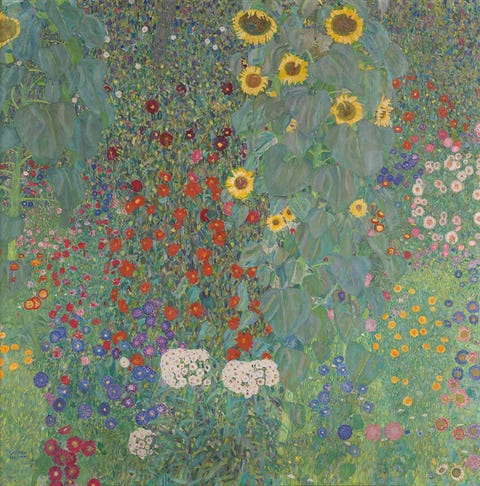 Cottage Garden with Sunflowers by Gustav Klimt — complete composition