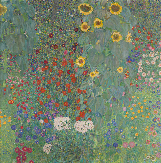 Cottage Garden with Sunflowers by Gustav Klimt — complete composition