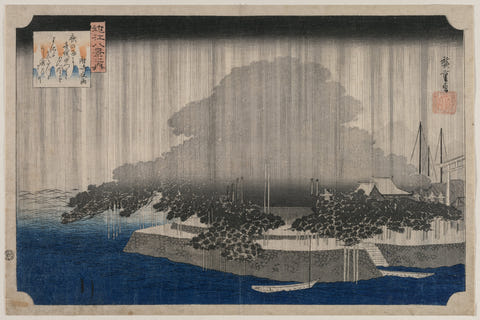 Night Rain at Karasaki by Utagawa Hiroshige — complete composition