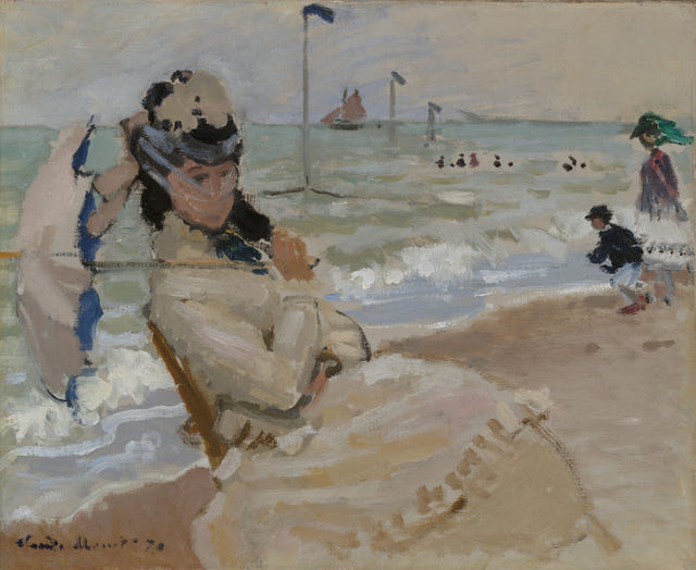 Camille on the Beach at Trouville by Claude Monet — complete composition