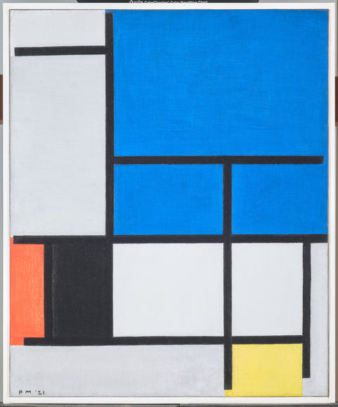 Composition with Large Blue Plane by Piet Mondrian — complete composition