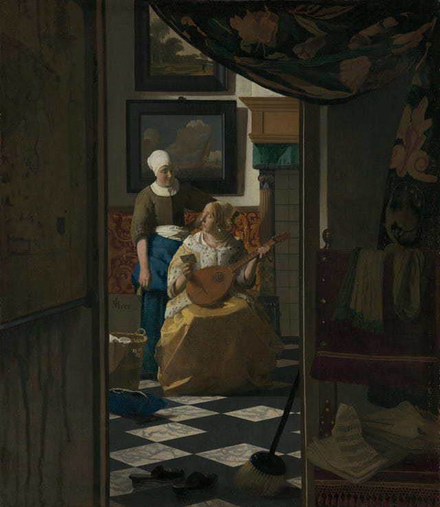 The Love Letter by Johannes Vermeer — complete composition