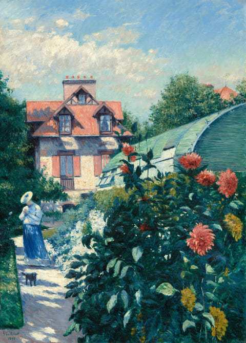 Dahlias, Garden at Petit Gennevilliers by Gustave Caillebotte — complete composition