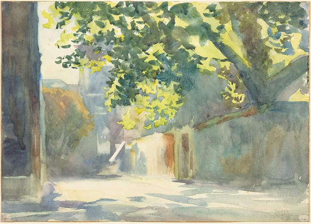 Sunlit Wall Under a Tree by John Singer Sargent — complete composition