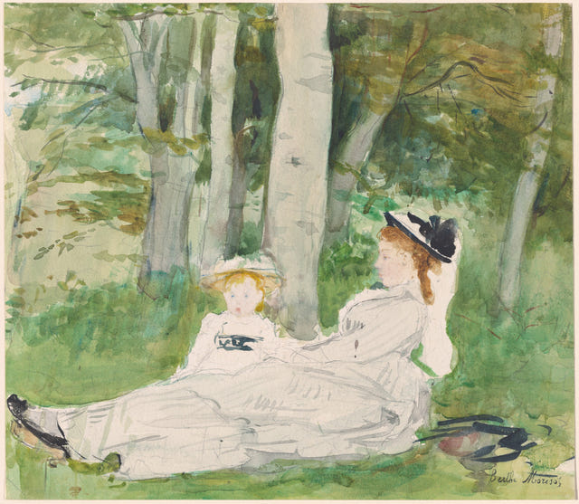 At the Edge of the Forest by Berthe Morisot — complete composition